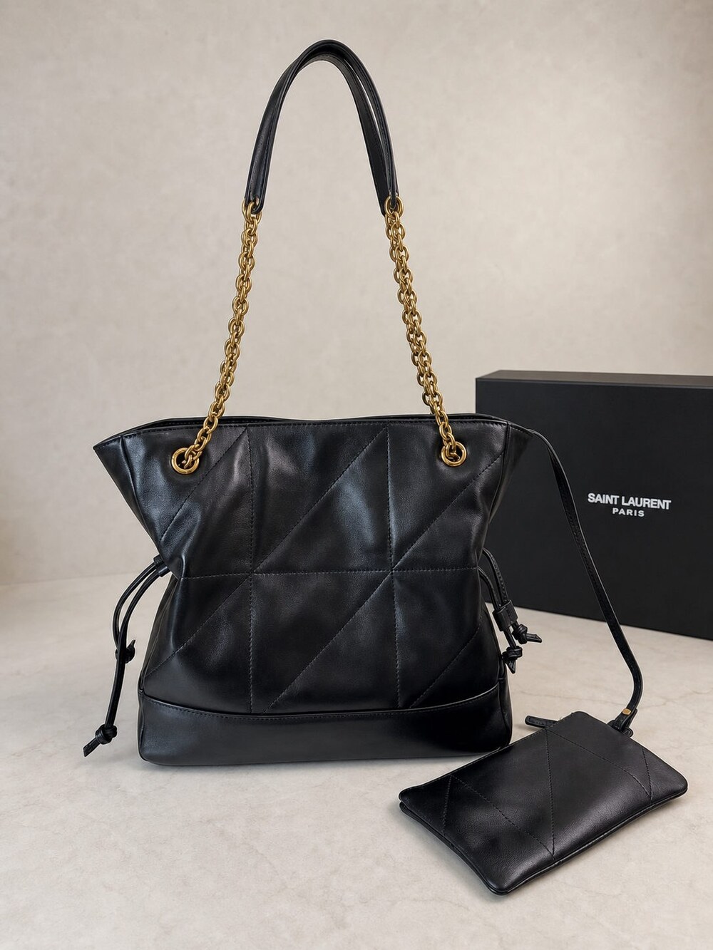 Yves Saint Laurent Jamie Medium Black Quilted Lambskin Tote Bag - Picture 2 of 9